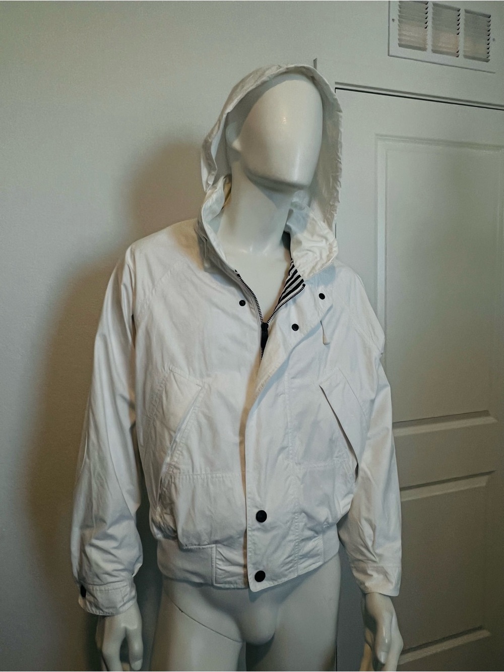 Nautica White Hooded Windbreaker Jacket